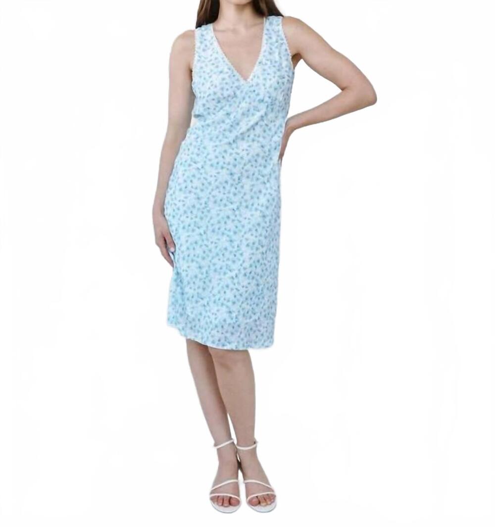 NEW BELLA DAHL v-neck tie back bias dress in blue ditsy floral print